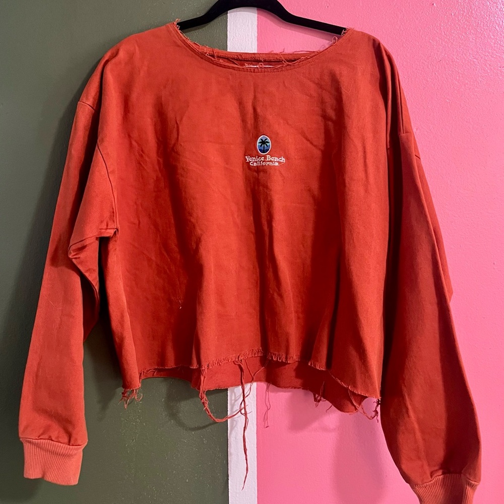 Orange Cropped Sweatshirt